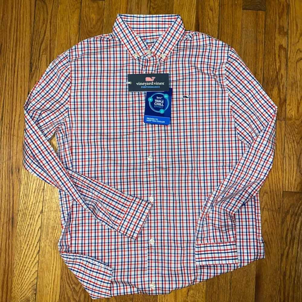 NWT! Vineyard Vines LS Performance Button Down Shirt, Youth XL (18)